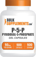 BulkSupplements.com Pyridoxal 5 Phosphate Capsules - P5P Supplement Vitamin B6 Supplement - Essential &amp Gluten Free 1 Capsule per Serving 50mg Serving 500 Count (Pack of 1)