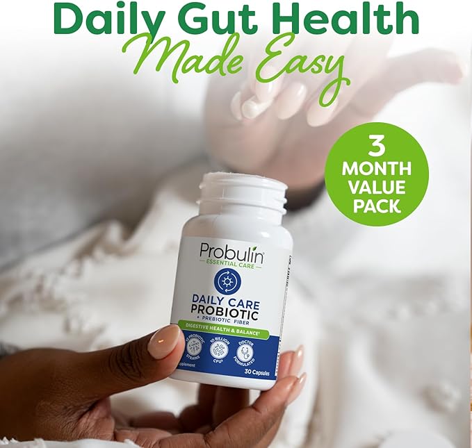 Probulin Daily Care Probiotic Supplement Digestive Gut and Immune Health Support Capsules for Men and Women 10 Billion CFU Vegan 90 Count Bottle