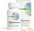 CleanHealthLab L-Methylfolate 15mg 5-MTHF Active Folate - Maximum Potency Methylated Vitamin B9 Supplement - Support for Brain Health Energy Nerves and Methylation with No Fillers (90 Count)