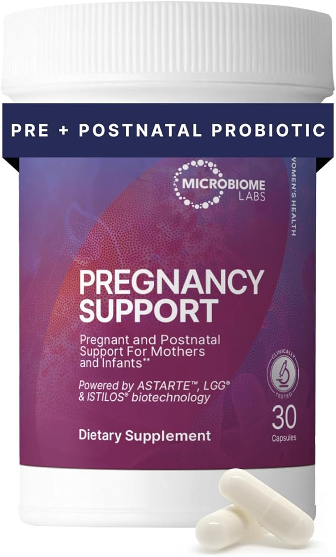 Microbiome Labs Pregnancy Support - Prenatal &amp Postpartum Probiotics for Women - Probiotic Supplements to Support Gut Health &amp A Balanced Vaginal Microbiome Through Breastfeeding (30 Capsules)