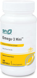 Klaire Labs SFI Health Omega-3 Mini - Ultra Pure Easy to Swallow Fish Oil Gels for Kids &amp Adults 150 Milligrams EPA / 100 Milligrams DHA Omega 3 Fatty Acids Lemon Flavor (100 Softgels)