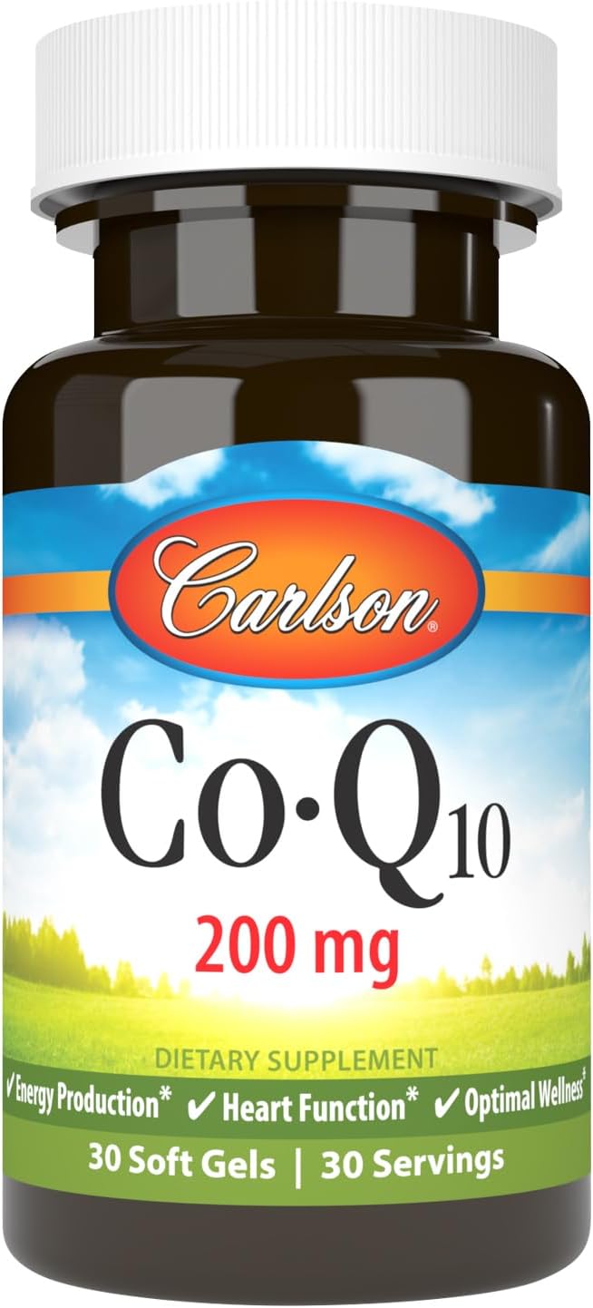 Carlson - Co-Q10 Co-Enzyme Q10 200 mg Energy Production &amp Heart Function 30 Softgels