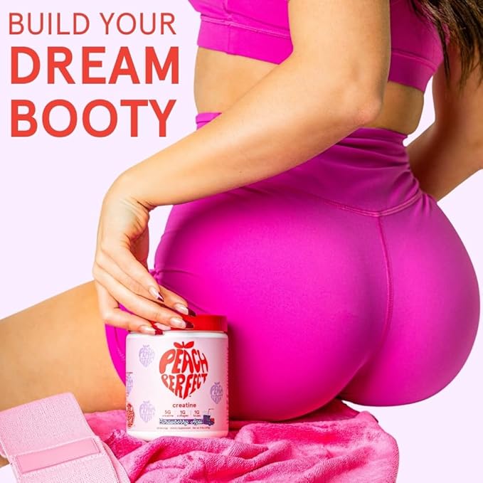 Peach Perfect Creatine Blend for Women – Micronized Creatine Monohydrate with BCAA &amp Collagen for Glute Strength Support – Pink Lemonade – 30 Servings