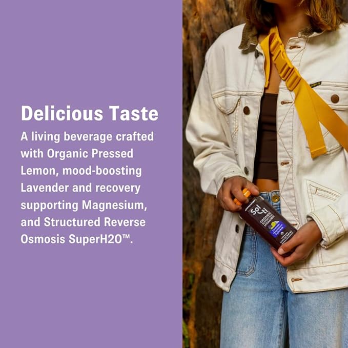 Organic SuperAde Hydration Drink Digestive Health + Balanced Mood SuperFood Lemonade by Sol-ti Cold-Pressed Lavender Magnesium &amp Lemon Juice Blend16 Pack (14.9 Fl oz)