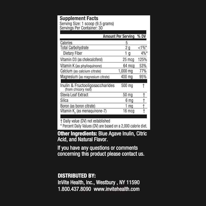 InVite Health Bone Powder - Comprehensive Once-Daily Powdered Formula to Support Bone Health - Helps Enhance Calcium Absorption - 30 Servings