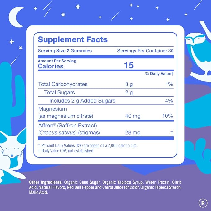 First Day Teens’ Nighttime Reset Calming Magnesium Gummies – Sleep Aid Supports Peaceful Rest Balanced Mood &amp Energy – Supplement with Magnesium Citrate Affron &amp No Melatonin – 30-Day Supply