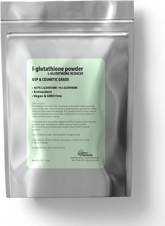 Reduced L-Glutathione Powder DIY Cosmetic Grade Pure Glutathione Organic Powder for Skin (4 Ounce / 113 gram)
