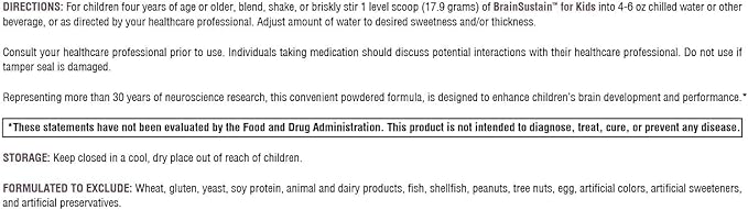 XYMOGEN BrainSustain for Kids - 6 g Pea &amp Rice Protein - Support Brain Health &amp Function - Free of Gluten Dairy &amp Soy - Vanilla Delight Flavor - 15 Servings