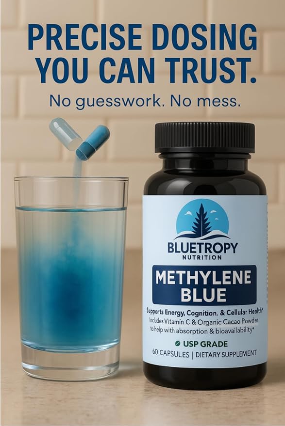 Methylene Blue Capsules to Support Brain Function Mental Clarity and Cellular Health | Premium Pharmaceutical Grade | Manufactured in FDA Registered USA Facility | Purity Tested
