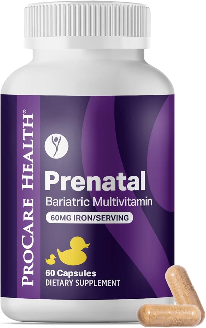ProCare Health Prenatal Bariatric Multivitamin with Iron (60 Easy to Swallow Capsules) – for Women Bariatric Vitamins for Gastric Bypass &amp Gastric Sleeve (1 Month Supply)