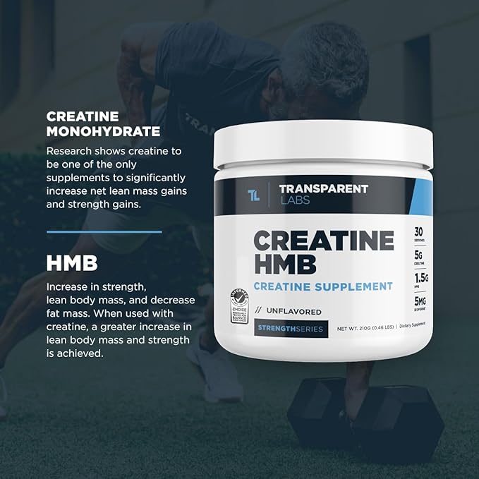 Transparent Labs Creatine HMB - Creatine Monohydrate Powder with HMB for Muscle Growth Increased Strength Enhanced Energy Output and Improved Athletic Performance - 30 Servings Watermelon