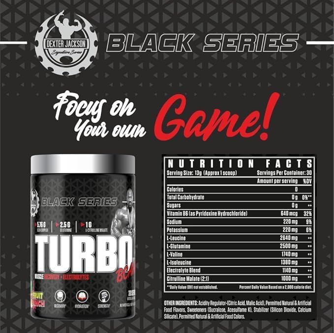 Black Series Turbo BCAA | Advanced Muscle Recovery Formula for Enhanced Performance | 30 Servings 390 Gram (Regular Fruit Punch)
