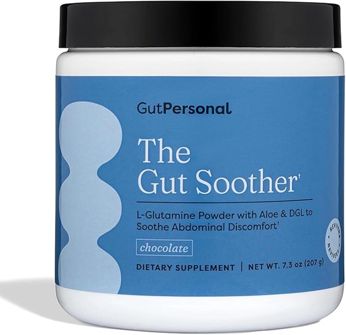 GutPersonal The Gut Soother L-Glutamine Powder Supplement: Restore Gut Lining Soothe Digestive Discomfort While Promoting Overall Gut Health 30 Servings (Chocolate)