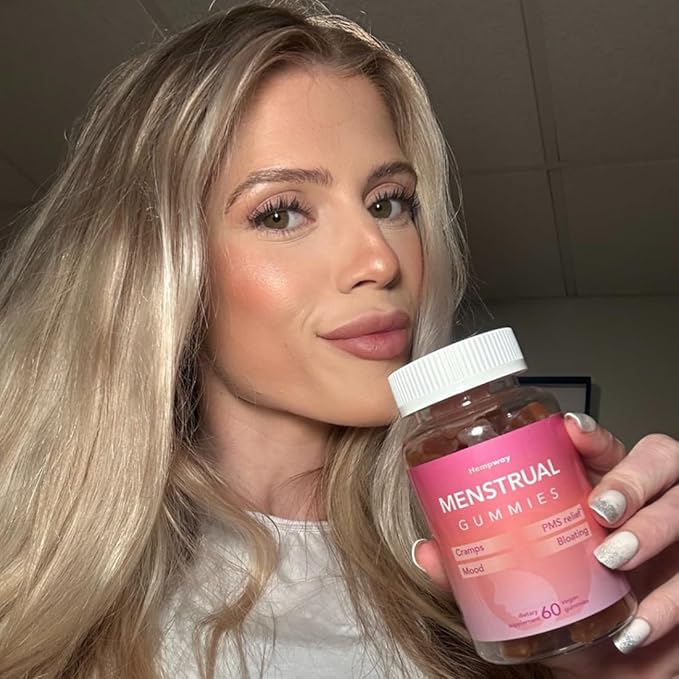 Menstrual Gummies for Women May Help Support Bloating Period Relief | Plant-Based | Cramp Bark Magnesium Chaste Berry | Vegan | Orange 60ct