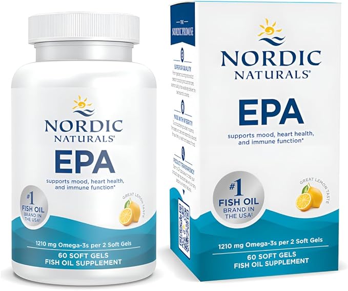 Nordic Naturals EPA Lemon - 60 Soft Gels - 1210 mg Omega-3 - High-Intensity EPA Formula for Positive Mood Heart Health &amp Healthy Immunity - 30 Servings