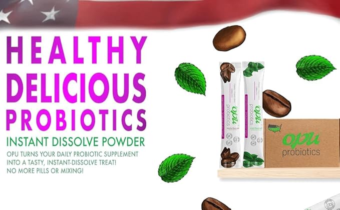 'Opu Probiotics Mint Instant-Dissolve - One Month Supply - 5 Billion CFU's - Men Women &amp Children w/Prebiotics Sugar Free Gluten Free Non GMO