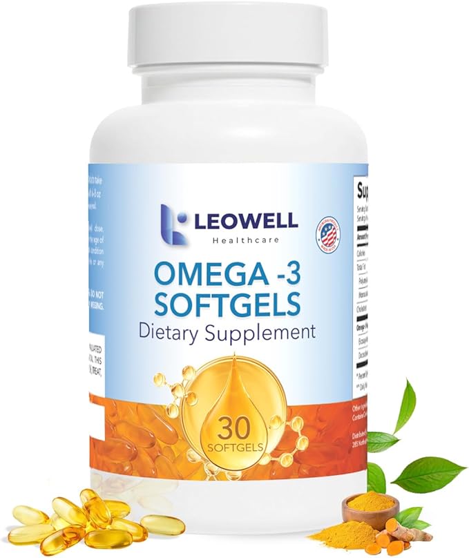 Leowell Omega-3 Softgels – High Potency EPA 432 mg &amp DHA 288 mg Fish Oil Supplement – 720 mg Total – 30 Softgels – Supports Heart Brain &amp Joint Wellness – Fish Oil Pills Omega 3 Supplement