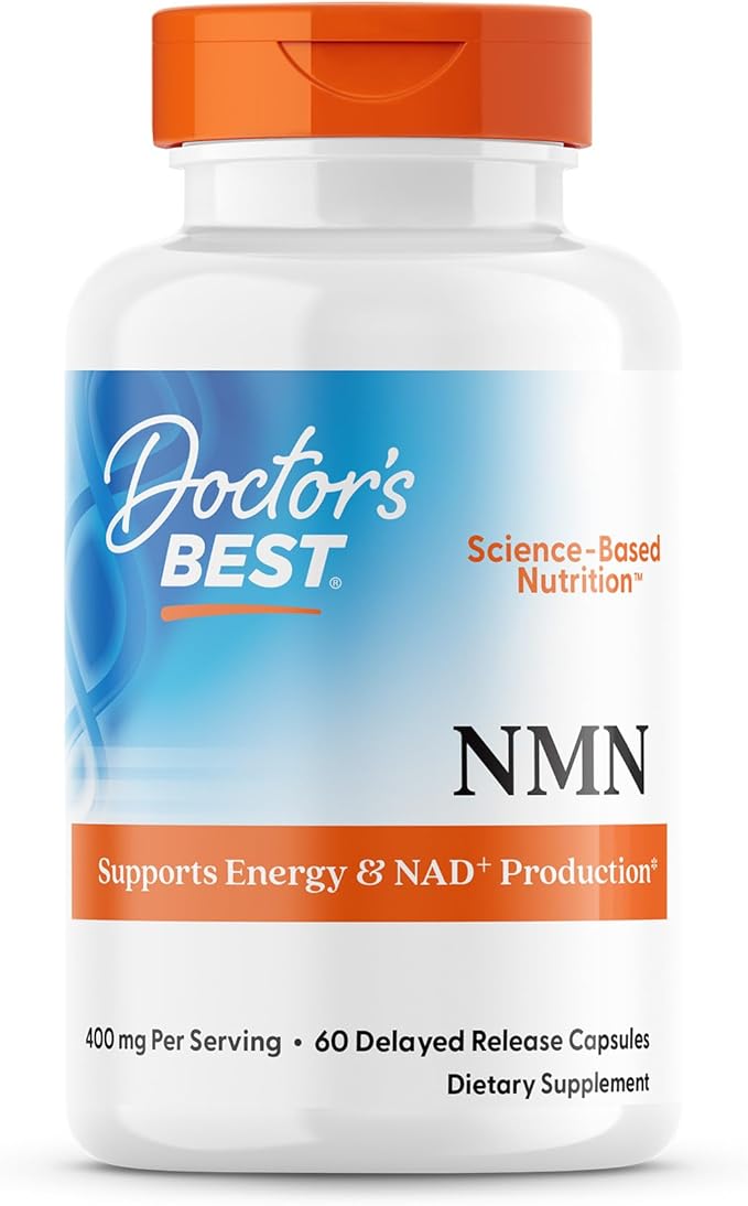 Doctor's Best NMN Supplement for Women &amp Men - Supports NAD+ Production &amp Cellular Energy Beta Nicotinamide Mononucleotide 200 mg per Capsule Vegan Non GMO - 60 Veg Caps