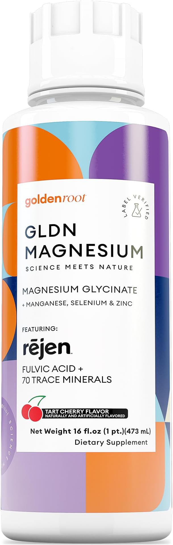GLDN Magnesium Liquid Syrup - Nighttime Magnesium Glycinate with Rejen Fulvic Acid for Improved Absorption Key Electrolytes and L-Theanine for Sleep and Cortisol Support - Tart Cherry (16 fl.oz)