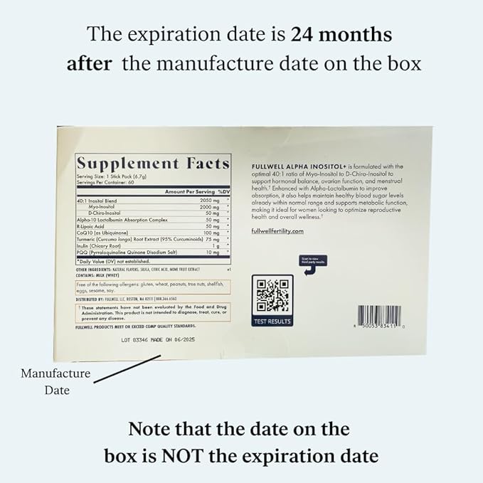 FullWell Alpha Inositol+ Stick Packs - Hormonal Ovarian &amp Metabolic Aid - 40:1 Myo-inositol to D-Chiro-inositol - Orange Cream - 60 Count (30 Servings)