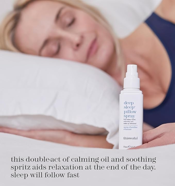 This Works Deep Sleep Pillow Talk Set – Natural Sleep Remedy Duo with Lavender Camomile &amp Vetivert – 75ml Pillow Spray &amp 5ml Stress-Check Roll-On ($42 Value Set)