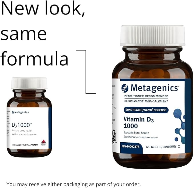 Metagenics Vitamin D3 1000 IU - Vitamin D Supplement for Healthy Bone Formation Cardiovascular Health and Immune Support - 120 Count