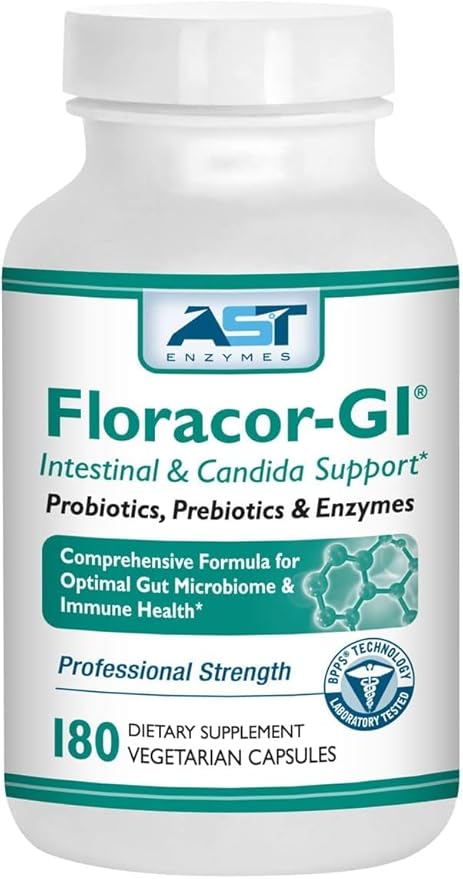 Floracor-GI Candida Cleanse Probiotic and Enzyme Support Formula 180 Capsules