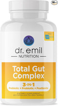 DR. EMIL NUTRITION Women &amp Men Total Gut Health Complex | Prebiotic + Probiotic + Postbiotic Gut Health Supplements | Probiotics Digestive Health &amp Gut Health | 60 Capsules