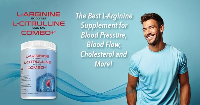 L-Arginine 5000mg &amp L-Citrulline 1000mg Combo+® - Cherry 30 Servings 390g Nitric Oxide Booster Drink Mix Powder - CoQ10 &amp Organic Beet Root - High Potency Heart &amp Circulation Support USA