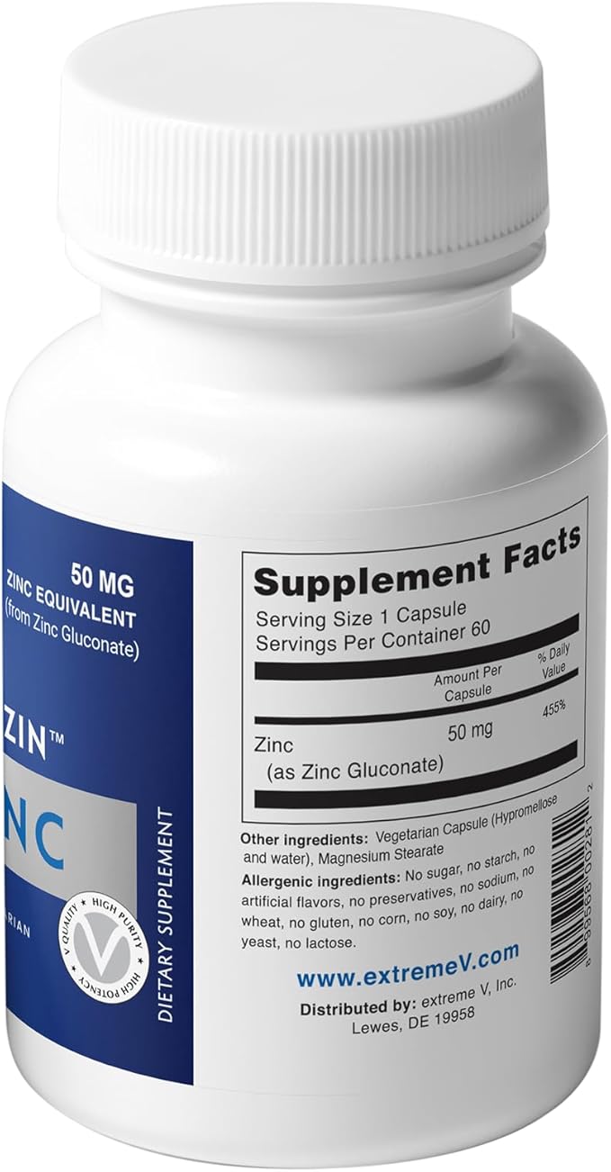 Gluzin - Zinc Gluconate 50 mg 60 Capsules