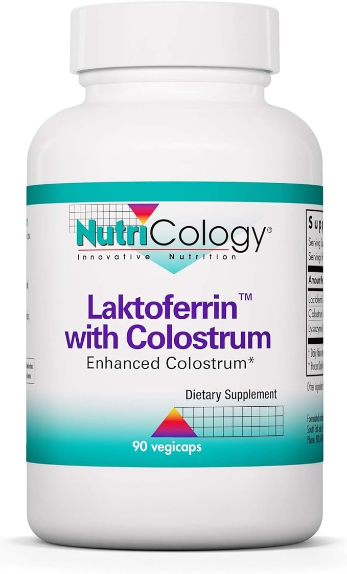 Allergy Research Group NutriCology Laktoferrin with Colostrum - Delivers 400 mg Lactoferrin &amp 1 g Colostrum - Supports Immune &amp Gut Balance - with Lysozyme Enzyme Support - 30 Servings - 90 Ca