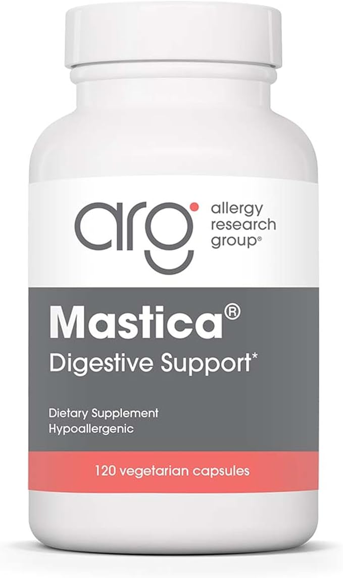 Allergy Research Group ARG Mastica Digestive Support - Supports Digestive Comfort - Delivers 1000 mg Chios Mastic Gum Resin per Serving - Vegetarian &amp Hypoallergenic - 60 Servings - 120 Capsules