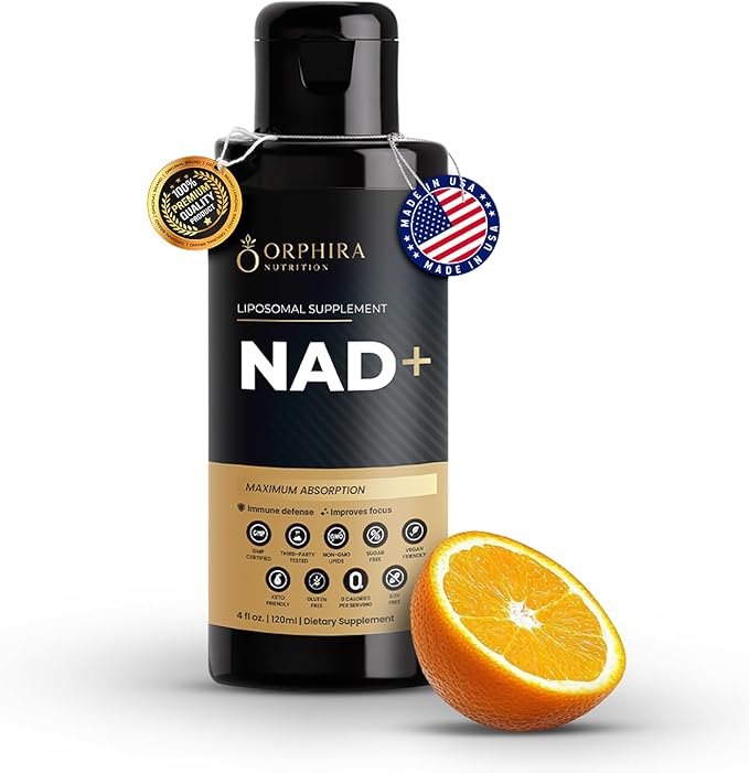 Orphira Liquid Liposomal NAD+ Supplement - 10x Better Absorption for Cellular Energy Mental Clarity Healthy Aging &amp Vitality Support - Enhanced NAD Plus Vegan Non-GMO - 30 Servings (4 fl oz)