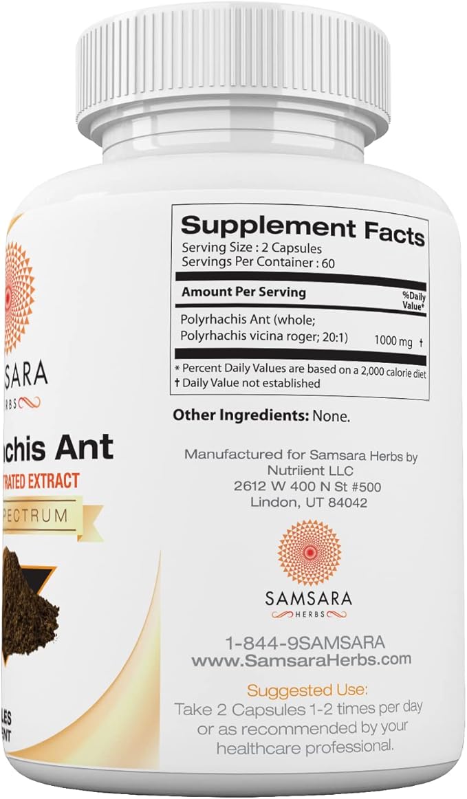 Samsara Herbs Polyrhachis Black Ant Extract - (120 Capsules)