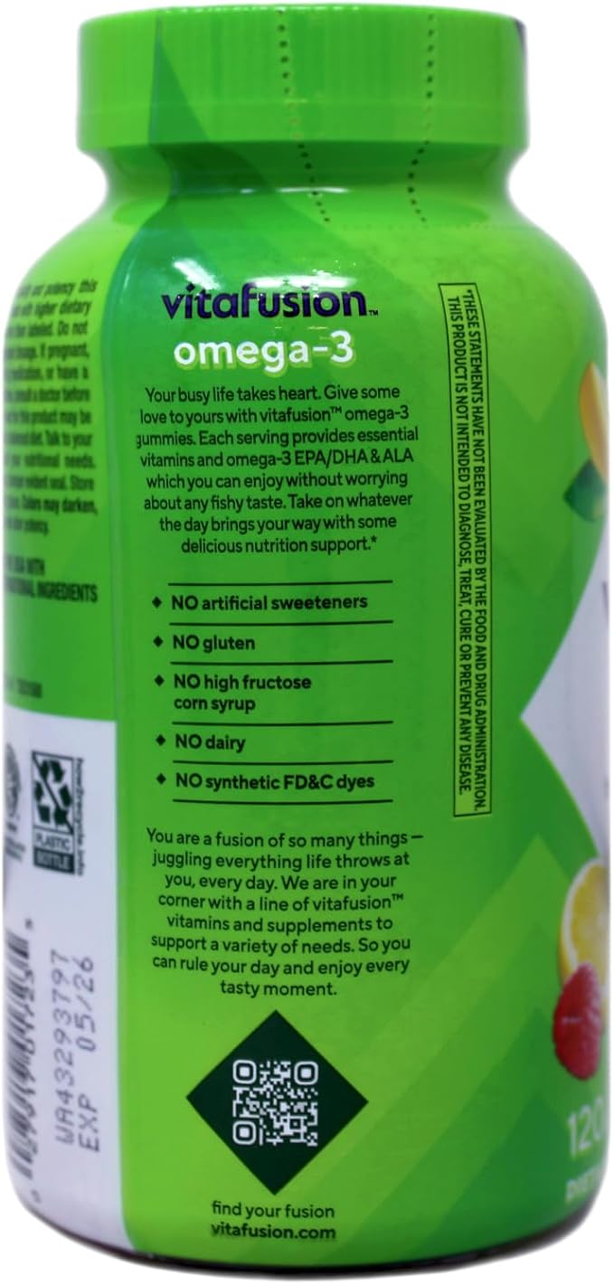 Vitafusion Omega 3 Gummy Size 120ct Vitafusion Omega 3 Epa &amp Dha Gummy Vitamins Asst Flavors 120ct Pack of 3