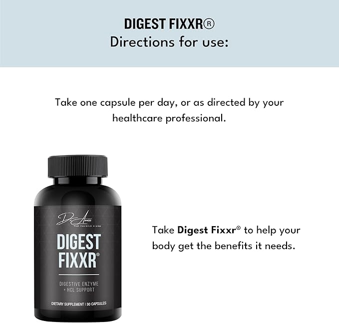 Digest by Dr. Amie | Digestive Enzyme &amp HCl Support | Supports Digestion Gas &amp Bloating | 30 Day Supply 30 Capsules