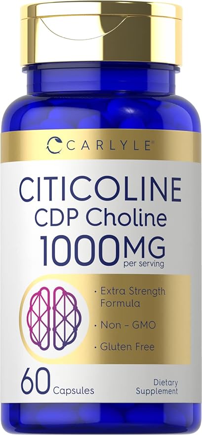 Carlyle Citicoline CDP Choline 1000mg | 60 Capsules | Extra Strength Formula | Non-GMO Gluten Free Supplement