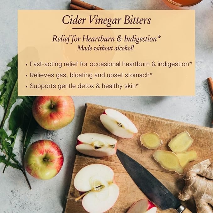 Urban Moonshine Cider Vinegar Digestive Bitters - Alcohol-Free - Relieves Heartburn &amp Indigestion - Digestive Support - Gut Health - Certified Organic - Apple Cider Vinegar -Dandelion Root - Artic