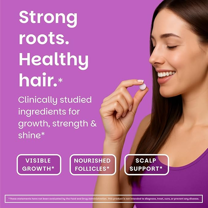 EZ Melts Hair Health Complete - Hair Supplement to Support Strength &amp Growth - Includes AnaGain Nu Biotin Apigenin Bambo Silica &amp More - 60 Sublingual Tablets (30 Servings)