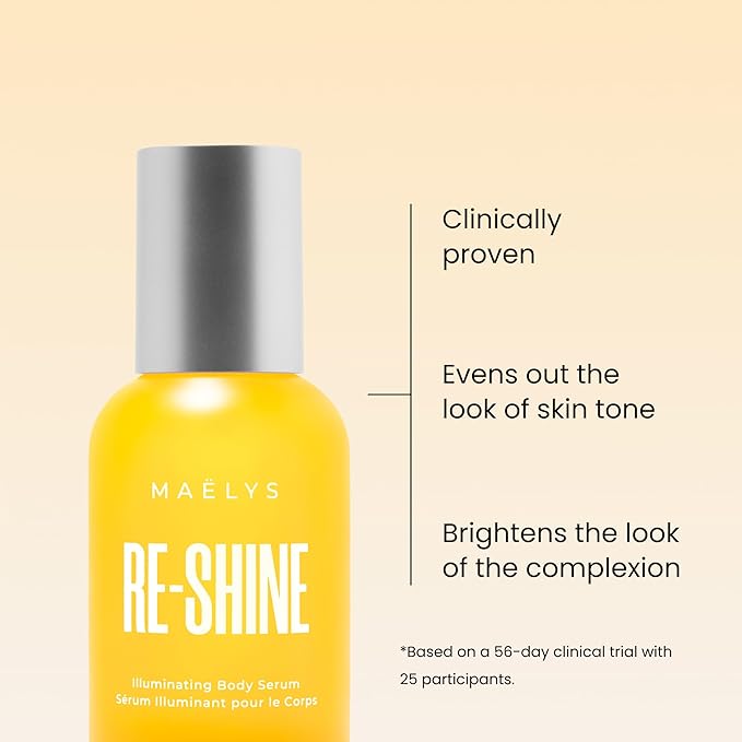 MAËLYS RE-SHINE Illuminating Body Serum with Hyaluronic Fusion and Sea Daffodil - Brightens the Look of Dark Spots and Evens the Appearance of Skin Tone (3.5 Fl Oz)