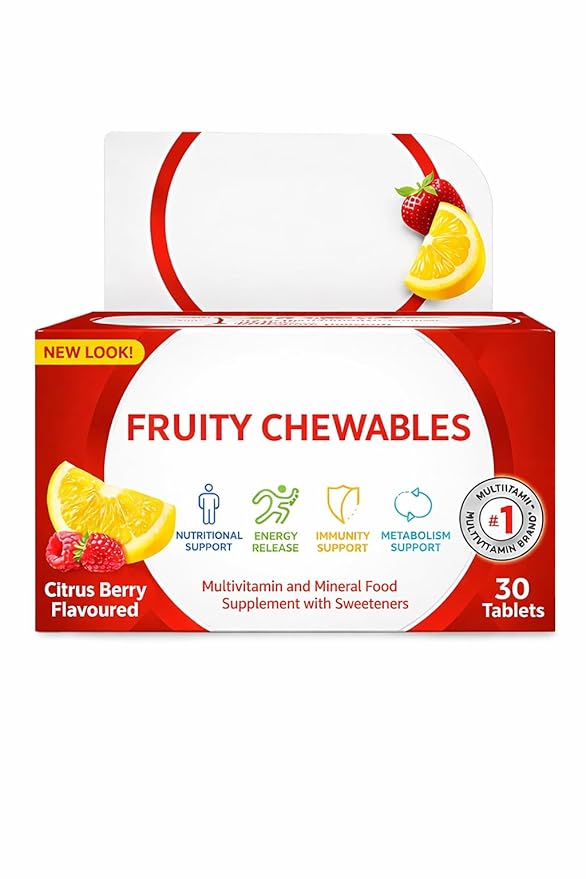 Centrrum Fruity Chewables Multivitamin &amp Minerals Tablets - 30 Tablet | Citrus Berry Flavoured | vitamin C D and Zinc
