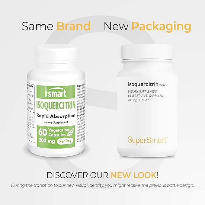 Supersmart - Alpha Glycosyl IsoQuercitrin 200mg per Day - Bioactive Quercetin EMIQ - Flavonoid Supplement | Non-GMO &amp Gluten Free - 60 Vegetarian Capsules