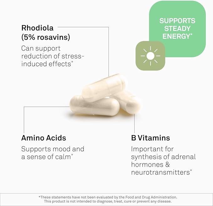 Neuroscience AdreCor - Adrenal Support Supplements with Rhodiola L-Tyrosine B Vitamins &amp Magnesium - Cortisol Detox for Women &amp Men for Stress Fatigue and Energy Support (90 ct)