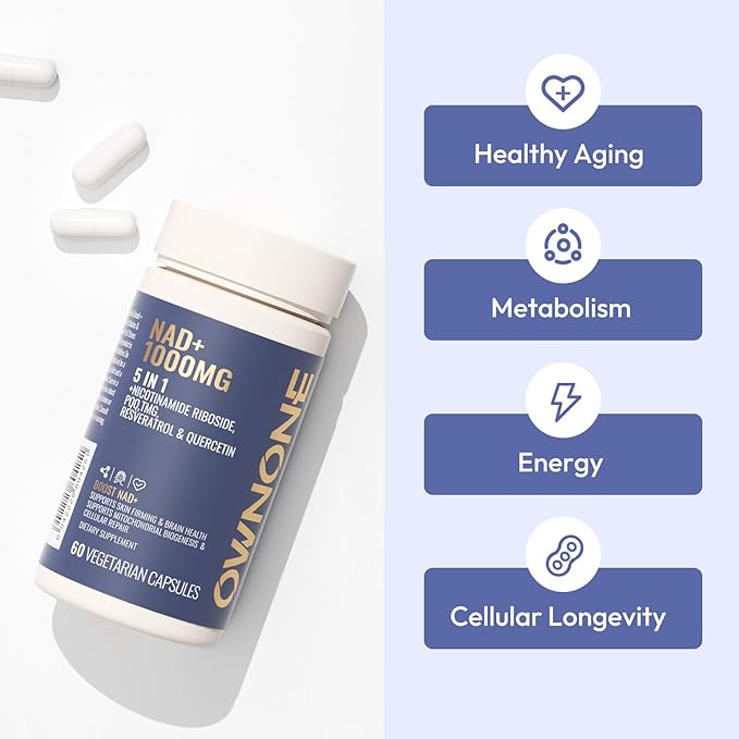NAD+ Supplement with Nicotinamide Riboside Resveratrol Ouercetin etc NR Supplement for Healthy Aging Cellular Energy Production and MetabolismVegetarian NAD CapsulePack of 2