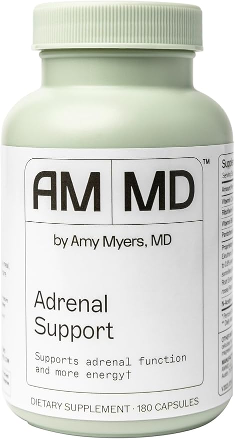 Amy Myers MD Adrenal Support - Adaptogenic Herb Supplement with Ashwagandha Riboflavin Vitamin B6 &amp More - Gluten-Free Non-Dairy &amp Non-Soy - 180 Capsules