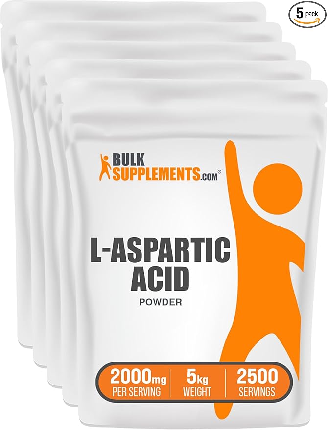 BulkSupplements.com L-Aspartic Acid Powder - Aspartic Acid Supplement Amino Acids Supplement - Gluten Free 2g per Serving 1kg (Pack of 5) (11 lbs)