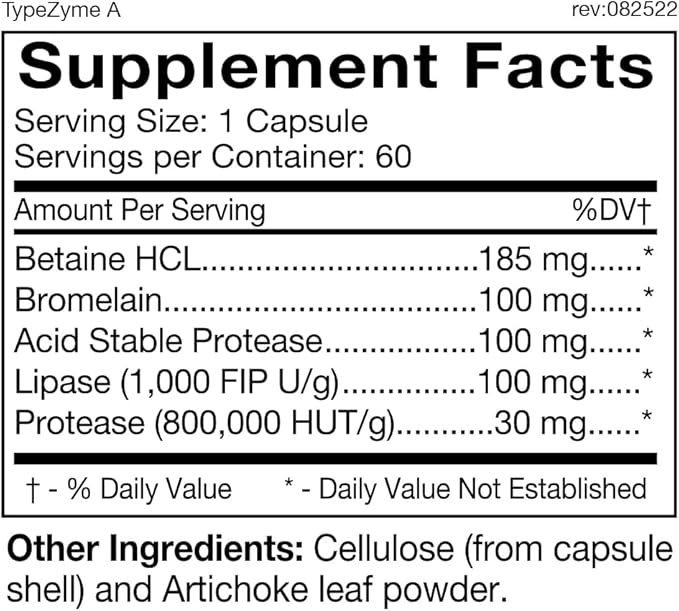 D'Adamo Personalized Nutrition TypeZyme - Digestive Enzyme (Blood Type A)