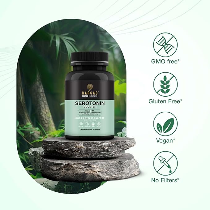 Serotonin Support Supplement – Helps Boosts 5HTP Serotonin &amp Cortisol Levels Herbal Blend – Promotes Positive Mood Calmness Stress Relief | Happy Mood &amp Brain Support | 60 Capsule