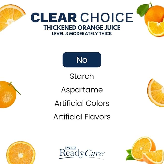 Lyons ReadyCare Thickened Orange Juice for Dysphagia &amp Swallowing Difficulty - Honey Consistency Level 3 Moderately Thick - 4 fl oz (48 pack)