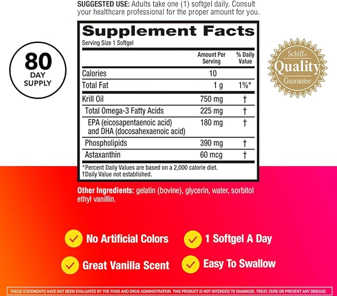 MegaRed Ultra Concentrate 750mg Omega-3 Krill Oil Fatty Acid Supplement with EPA/DHA Antioxidant Astaxanthin No Fish Oil Aftertaste Supports Heart Health 80 Count Softgels (2 Pack)
